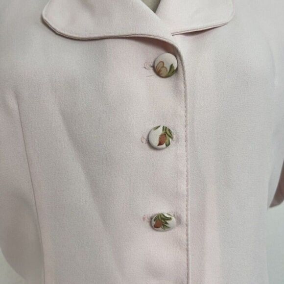 Vintage Anna 80s Light Pink Floral Collar Short Sleeve Blouse Women’s Medium - Picture 9 of 12